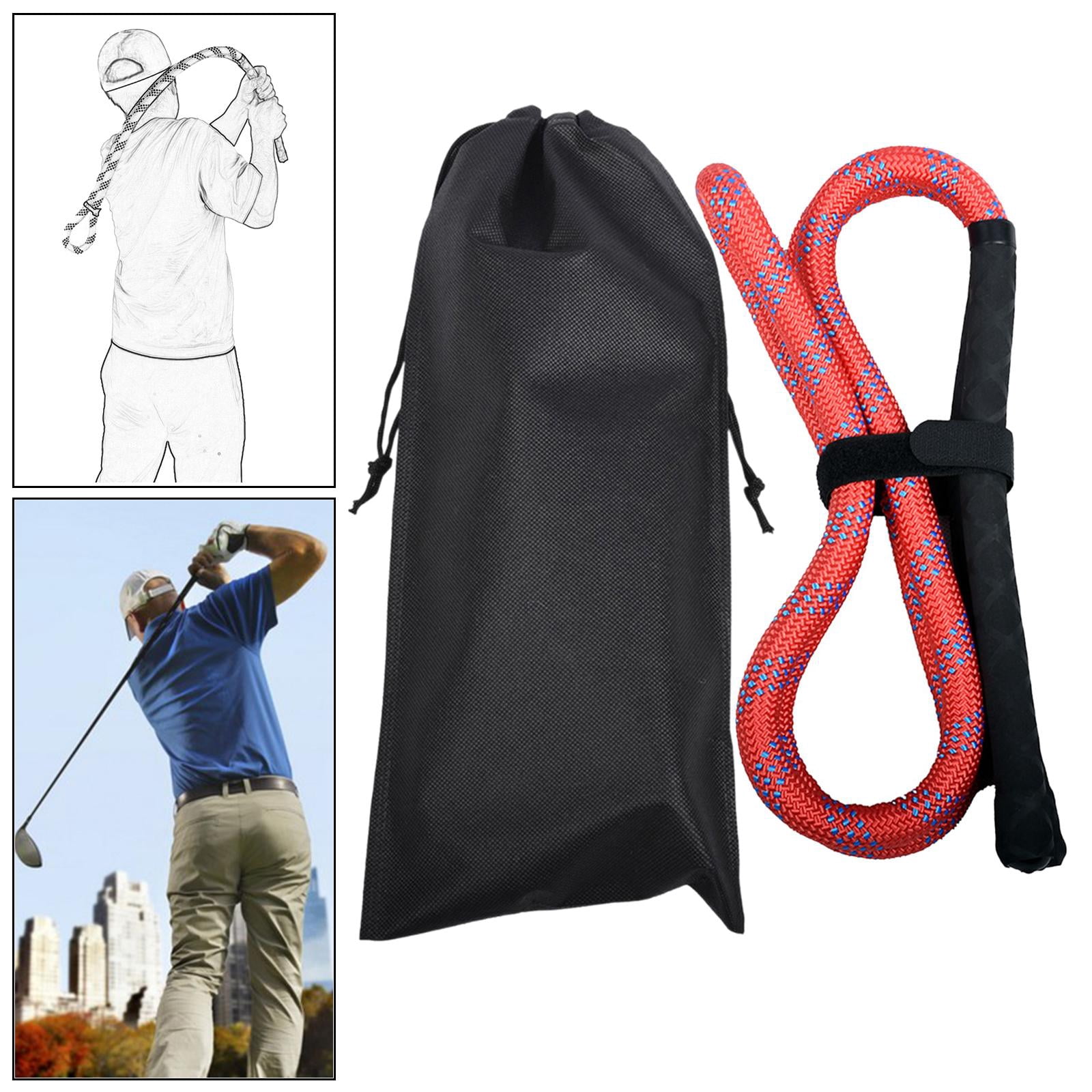 harayaa Golf Swing Rope Trainer Golf Practice Anti Slip Grip Golf Swing Red Rope Black Grip
