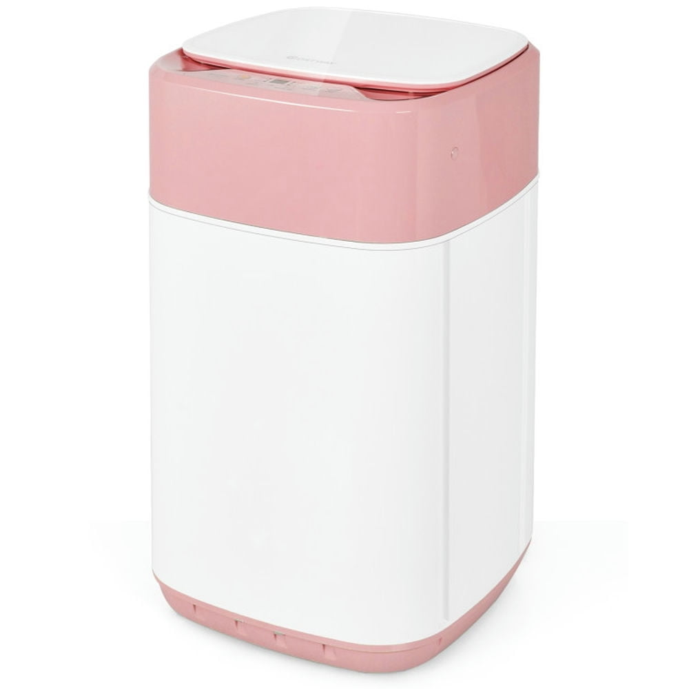 Topcobe 8lbs Portable Fully Automatic Washing Machine with Drain Pump, Space Saving Compact Washer-Pink