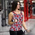 thumbnail image 6 of Gukieu Palm Tree Pattern on Red Print Women's Quick-drying Fitness Vest, Round Neck Sleeveless Fitness T-shirt, Suitable for Yoga, Sports-Medium, 6 of 7