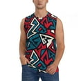 thumbnail image 2 of Lsque Geometric Elements Print Men's Cotton Blend Sleeveless Muscle Shirts (S-3XL)- Moisture Wicking, Odor Protection, UPF 30+,XX-Large, 2 of 8