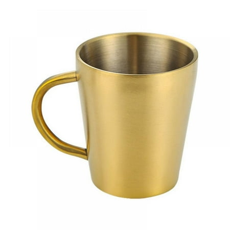 

304 Stainless Steel Restaurant Beer Mug 10oz Double Layer Kindergarten Water Cup Milk Cup with Handle for Wine Champagne Juice Coffee