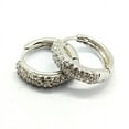 thumbnail image 2 of 14K White Gold Plated 925 Sterling Silver Micro Pave Simulated Diamond Huggie Hoop Earrings – Elegant & Hypoallergenic, 2 of 2