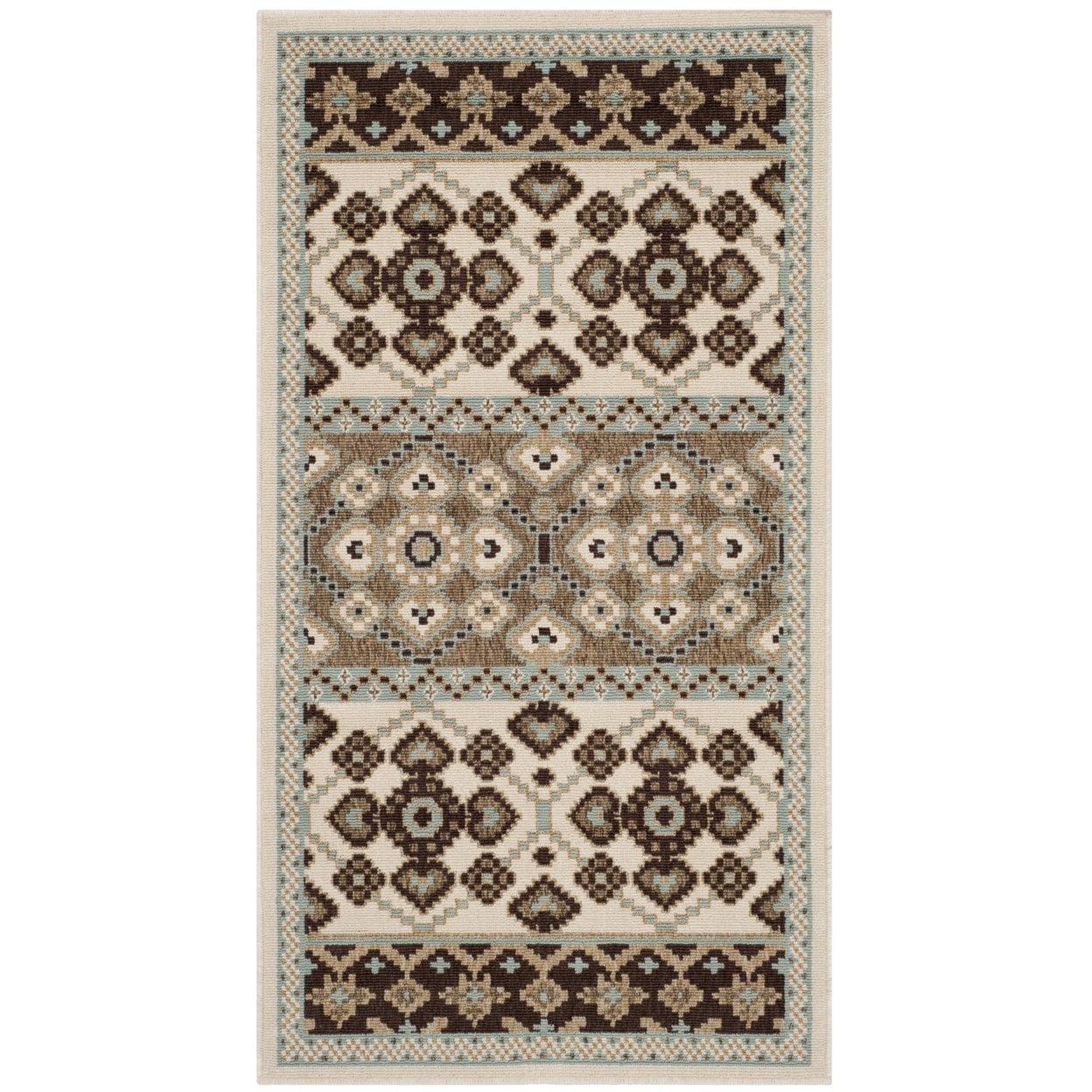 SAFAVIEH Veranda Moriah Southwestern Indoor/Outdoor Area Rug, 6'7" x 9'6", Cream/Chocolate