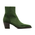 thumbnail image 2 of XYD Women Pointed Toe Western Ankle Boots Stitching Chunky Block Heel Booties Zip-up Fashion Shoes Size 10.5 Green, 2 of 4