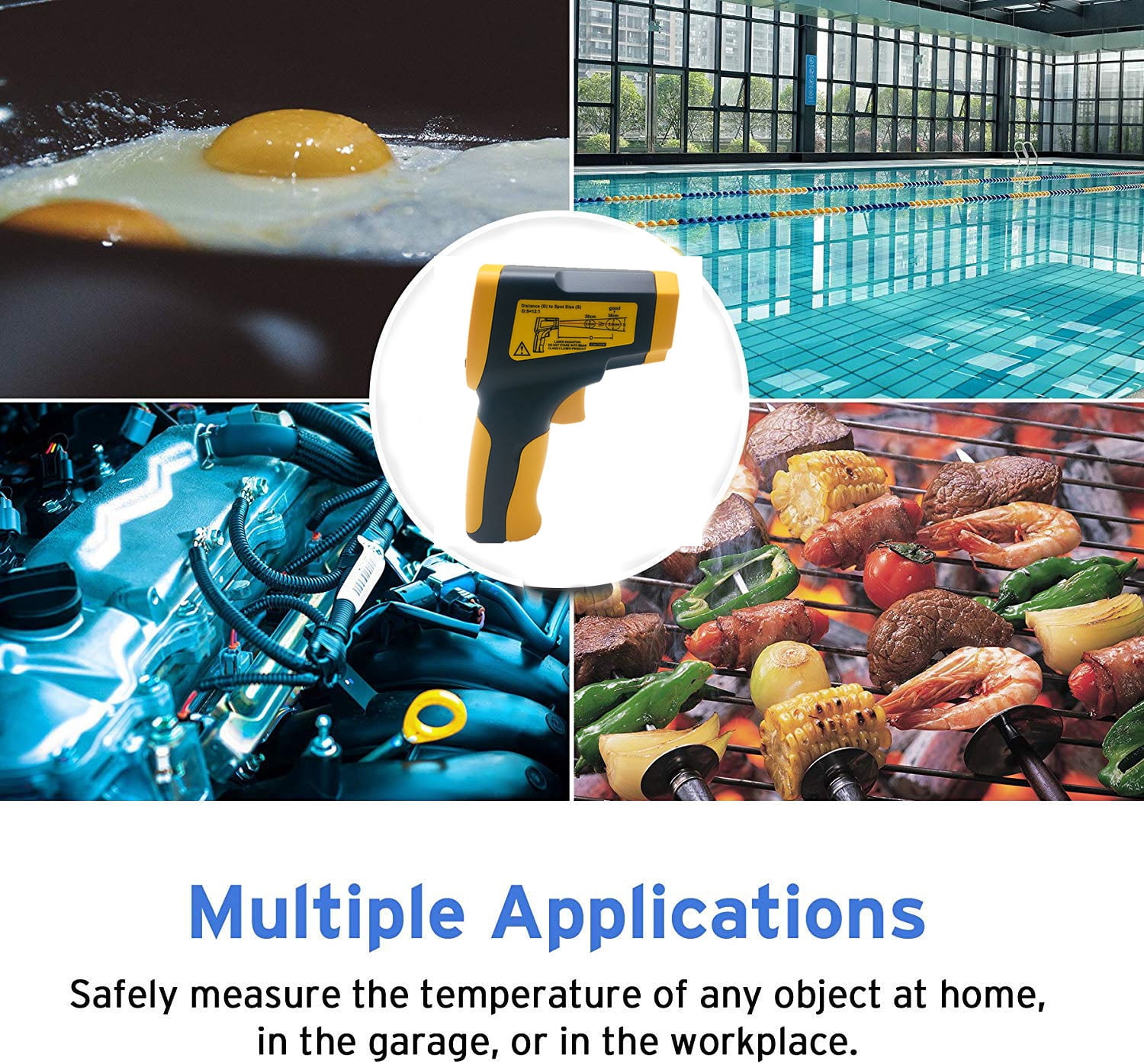 Digital Laser Infrared Thermometer Temperature Gun(No for Human) Measurement IR Point Industrial Non-Contact -58℉~ 716℉ (-50℃ ~ 380℃)