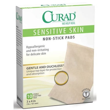 Curad Sensitive Skin Non-Stick Pads, 10 count