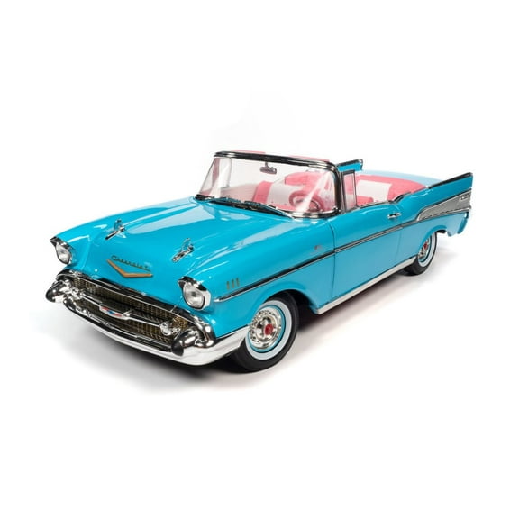 1957 Chevy Bel Air Convertible, Aqua Blue - Auto World AWSS135 - 1/18 scale Diecast Model Toy Car