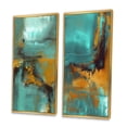 thumbnail image 3 of Designart "Becoming The Sun Sea Abstract Blue And Gold V" Abstract Painting Framed Wall Art Set Of 2 - Modern Gold Frame Gallery Set For Office Decor, 3 of 6