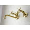 thumbnail image 3 of Kingston Brass KS115PB Essex Two Handle Wall Mount Bathroom Faucet, Polished Brass, 3 of 5