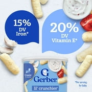 Gerber Snacks for Baby Lil Crunchies Veggie Dip Puffs, 1.48 oz Canister