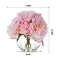 thumbnail image 4 of Enova Home Artificial Silk Peony Fake Flower Arrangement in Round Glass Vase with Faux Water for Home Decór (Pink), 4 of 4