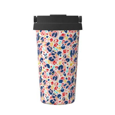

Tebeau Abstract Leopard Print Print Travel Coffee Mug Insulated Coffee Cup with Leakproof Lid Coffee Tumbler Reusable Coffee Cups with Seal Lid