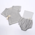 thumbnail image 2 of Jiilone Baby Toddler Boys Outfit Sets Girls Summer Outfits Soft Knit Short Sleeve Top With High Waist Shorts Sets Tie Casual Home Wear, 2 of 7