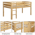 thumbnail image 6 of Tcbosik Low Loft Bed Twin Size, Wood Bed Frame with Ladder and Guardrail for Bedroom, Walnut, 6 of 7