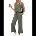 thumbnail image 3 of Conjuntos de Dos Piezas para Mujer, Conjuntos de Verano, Conjuntos de Estar por Casa, Blusas de Cuello Alto, Pantalones Cortos de Pierna Verde XXL, 3 of 8
