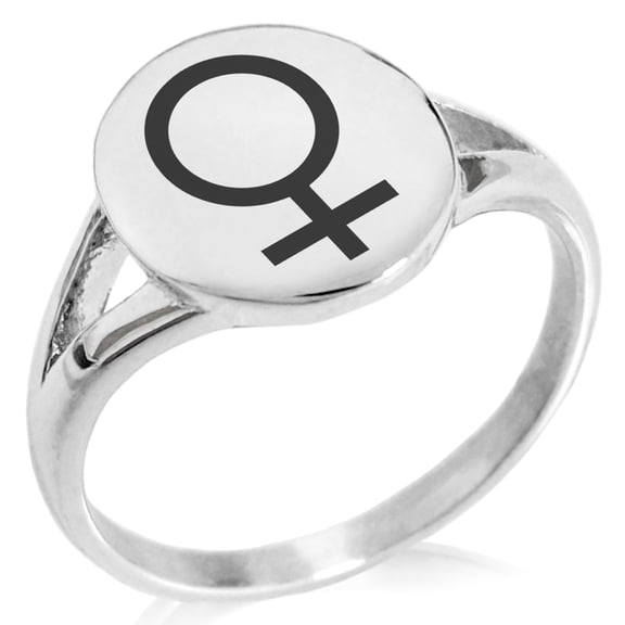 Stainless Steel Solar System Planetary Venus Minimalist Oval Top Polished Statement Signet Ring