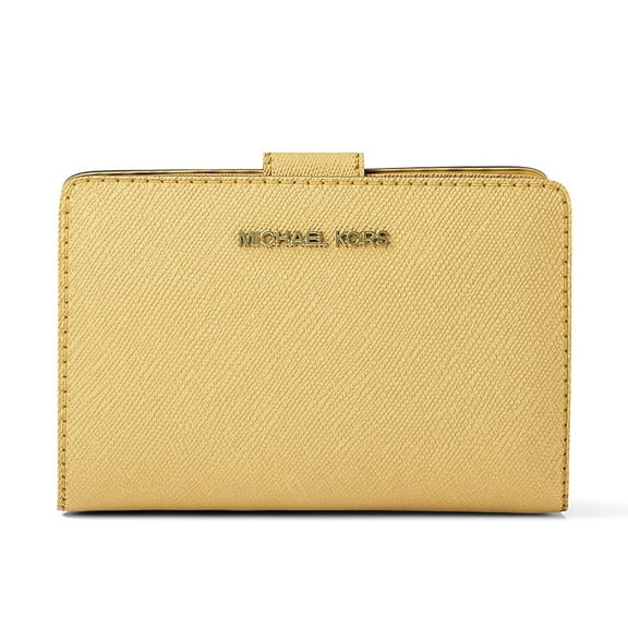 Michael Kors Women's Jet Set Travel Medium Bifold Saffiano Leather Wallet (Honey)