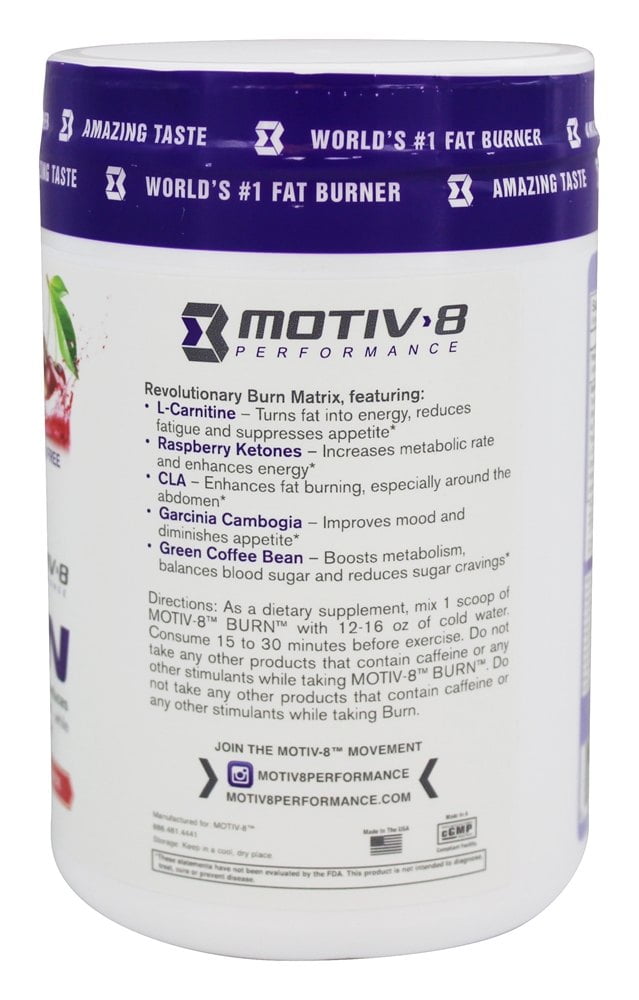 Motiv8 Performance Burn Fat Burning Pre Workout Sugar Free Cherry Lemonade 7 41 Oz Walmart Com