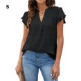 thumbnail image 2 of Sonducket Elegante camisa con cuello en V y elegante camisa de gasa de manga corta para diario cómoda camisa de moda para mujer de manga Prendas para la parte del cuerpo negro S, 2 of 6