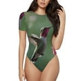 thumbnail image 1 of Bingfone Justaucorps à Col Rond pour Femmes, Motif Colibri, Manches Courtes, Serré, Adapté pour Fête, Sports, Usage Quotidien-TTG, 1 of 7