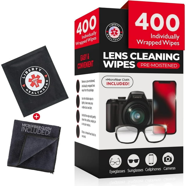Toallitas limpiadoras para anteojos Liberty HealthGear 400 + Cloth