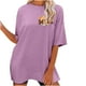 thumbnail image 2 of Fiudx Liquidación de Ofertas Flash Moda Mujer Casual Cuello Redondo Impresión Blusa Manga Corta Camiseta Verano Tops, 2 of 5