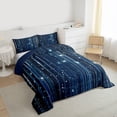 thumbnail image 3 of jejeloiu Galaxy Starry Sky Queen Comforter Set,Sequin Print Stripe Bedding Sets,Abstract Deepblue Ombre Bedding Comforter Set For Men Women,Microfiber Bedroom Decor Reversible,3-Piece, 3 of 8