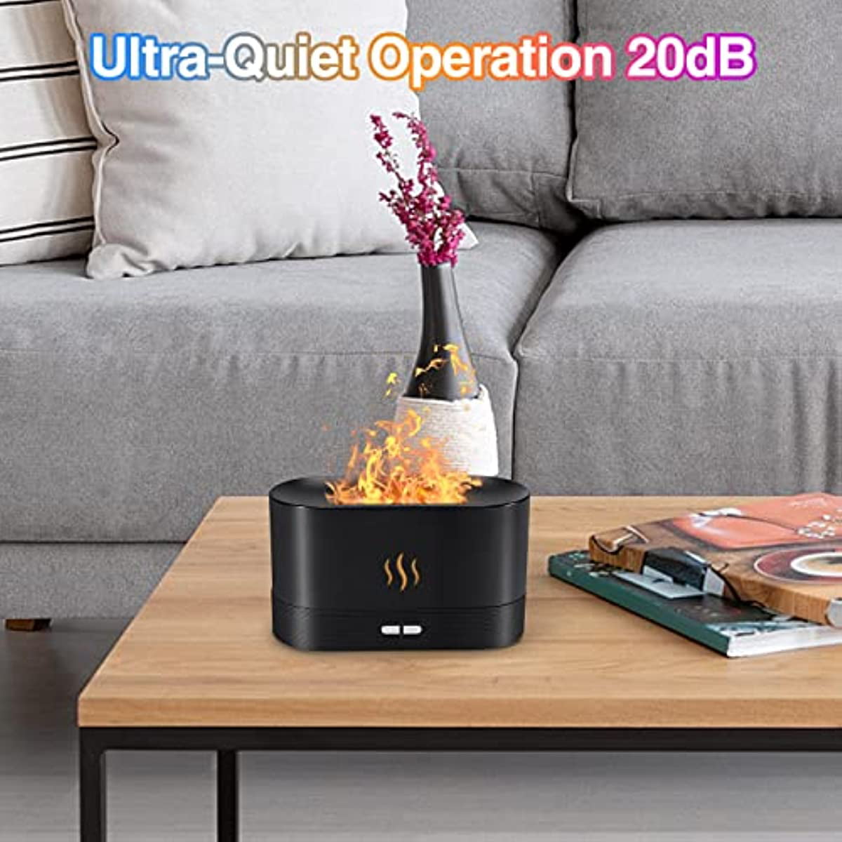 Upgraded 7 Color Flame Fireplace Air Aroma Essential Oil Diffuser,USB  Personal Desktop Noiseless Cool Mist Humidifier with Auto-Off Protection  for