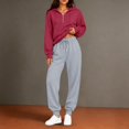 thumbnail image 2 of ZsaeSM Womens 2 Piece Tracksuit Sets Half Zip Long Sleeve Hooded Sweatshirts & Drawstring Jogger Pants Casual Trendy Outfit Set Deep Red L, 2 of 5