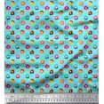thumbnail image 1 of Soimoi Blue polyester Crepe Fabric Donuts Food Print Fabric by Yard 52 Inch Wide, 1 of 3