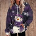 thumbnail image 2 of Lorytime Hoodies for Women Christmas Snowman Print Sweatshirt Long Sleeve Pullover Drop Shoulder Loose Tops for Festive, 2 of 7
