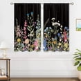 thumbnail image 4 of Rustic Black Floral Kitchen Curtains Flower Botanical Small Window Treatment Wildflower Spring Cafe Short Window Curtains for Bathroom Dining Laundry Room Leaf Treatment Drapes 27.5x39 inch, 4 of 6