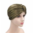 thumbnail image 2 of Pavied Beanie for Women Chemo Headwear Cancer Head Hat Cap Ethnic Bohemian Floral Hair Cover Wrap Turban Headwear Turban Cap Head Wraps Hats for Women Gold One Size, 2 of 2