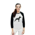 thumbnail image 2 of Thread Tank Miniature Pinscher Dog Silhouette Unisex 3/4 Sleeves Baseball Raglan White Black Large, 2 of 4
