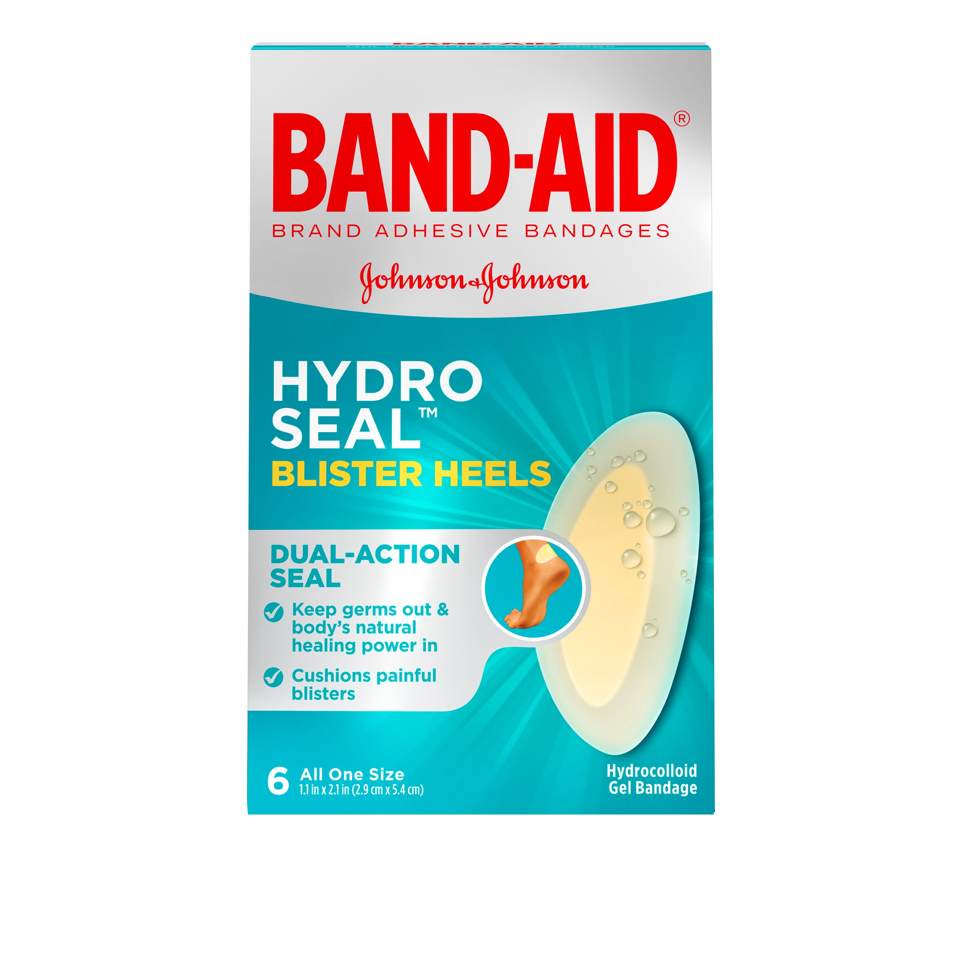 Band-Aid Brand Hydro Seal Hydrocolloid Heel Blister Bandages, 6 ct