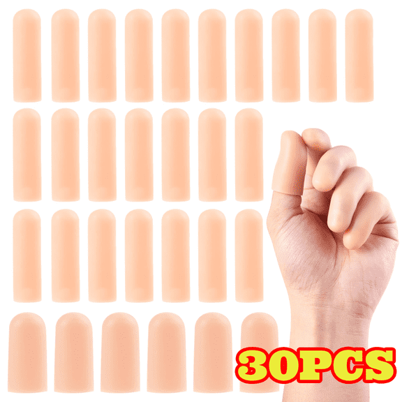 30pcs Gel Finger Cots, 2 Sizes Thumb Protector, Soft Finger Covers, Fingertip Protector for Embroidery, Cutting, Hands Cracking, Blisters Protect