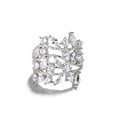 thumbnail image 2 of 14K White Gold Plated Crystal Plated Leaf Ring Made with crystals, 2 of 4