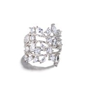 14K White Gold Plated Crystal Plated Leaf Ring Made with crystals