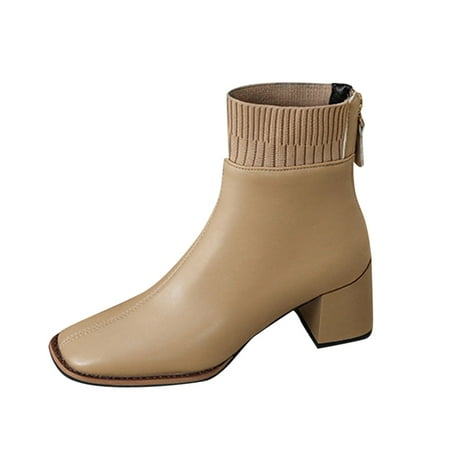 

fvwitlyh Ankle Boots for Womens Boots Wide Toe Women Ankle Boots Autumn And Winter Fashion Solid Color Retro Women s Boots & Booties Wedge