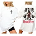 thumbnail image 4 of Jesus Deadlifter Double Sided Unisex T-Shirt – Christian Gym Faith Workout Graphic Tee, 4 of 6