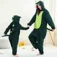 thumbnail image 5 of Pajamas for Famliy Animal Themed Onesie Sleepwear with Zipper Fuzzy Warm Winter Pjs Cozy Loungewear (G-Dark Green Dinosaur for Adult), 5 of 8