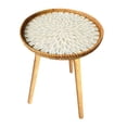 thumbnail image 2 of Tnarru Side Table, Bedside Table, End Table, Multifunctional Open Design Tea Table with Shell Inlays for Proch, Bedroom, Balcony, Indoor White Leaves 40cm, 2 of 8