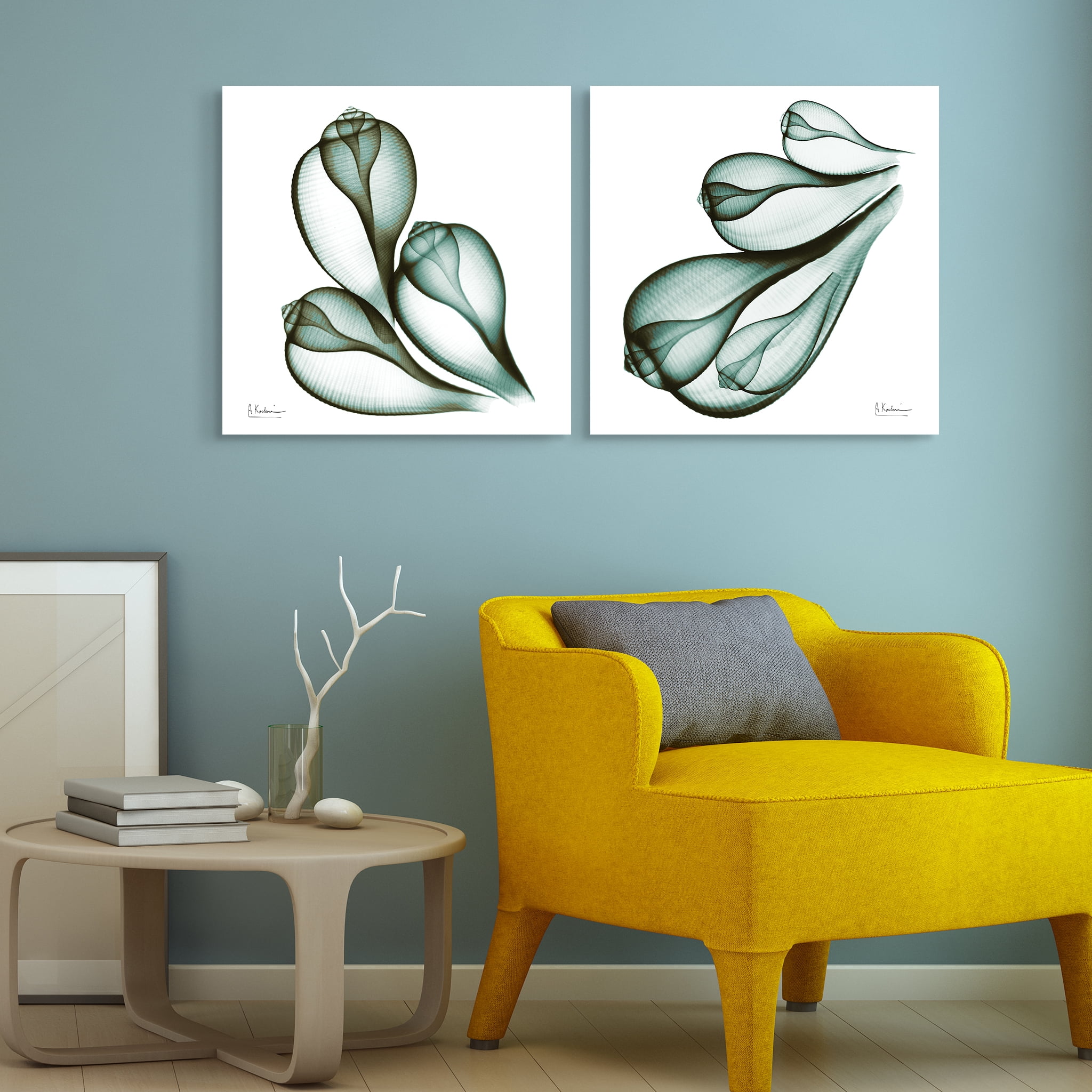 Empire Art Direct Coastal Serenity I & II Frameless Free Floating Tempered Glass Panel Graphic Wall Art, 24" x 24" each, Ready to Hang