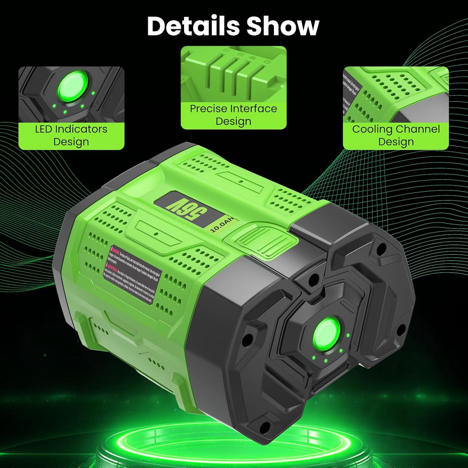 10Ah BA2800 Replacement for EGO Battery Compatible with EGO 56V BA2800T BA4200T BA5600T BA4200 BA1400 Power Tools Battery(Green-10.0Ah-1P)