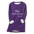 thumbnail image 2 of Jinhomg Casual Fleece Shirts for Women Cute Letter Print Crewneck Sweatshirts Winter Warm Thick Sherpa Lined Loungewear Tunic Tops Purple XXL, 2 of 3