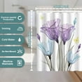 thumbnail image 4 of Spring Tulip Floral Shower Curtain Modern Art Butterfly Theme Blue and Purple Tulips Flower Shower Curtains For Bathroom Decor Polyester Fabric Waterproof Shower Curtain Sets with 12 Hooks 72"x72", 4 of 6