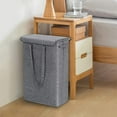 thumbnail image 4 of Tall Thin Laundry Basket with Lid & Handles | 45L Narrow Dirty Clothes Hamper with Lining | Space-Saving Storage for Bathroom Bedroom Dorm Organization, 4 of 7