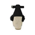 thumbnail image 2 of BLISSFUL STEP Women's Sandals Wedge Heels Espadrille Platform Faux Fur Ankle Strap Sandals Black 7.5, 2 of 6