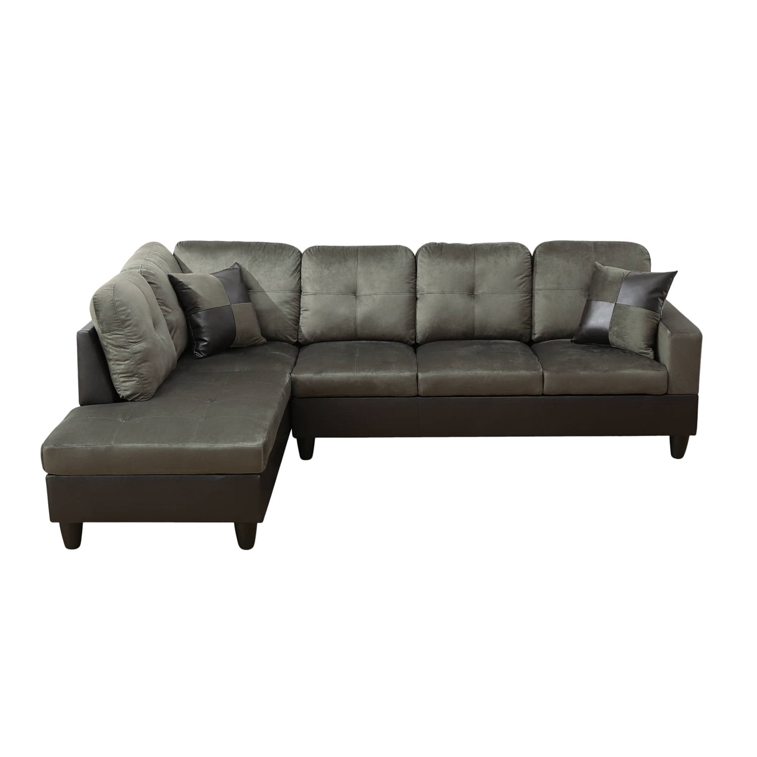Hommoo Sofa Set, Flannel And PVC 2-Piece Couch Living Room Sofa Set,Taupe