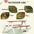 thumbnail image 4 of Outsunny Kids Picnic Table Set,Wooden Table & Bench Set,Kids Patio Furniture Outdoor Toys for Garden,Backyard,Aged 3-8 Years Old,Brown,Brown Wood Furniture Youth Kids Baby Furniture, 4 of 8